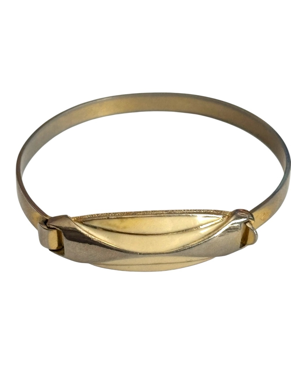 D’Orlan Vintage Signed 80s Nina Ricci Era Cream Enamel Gold Tone Bangle Bracelet
